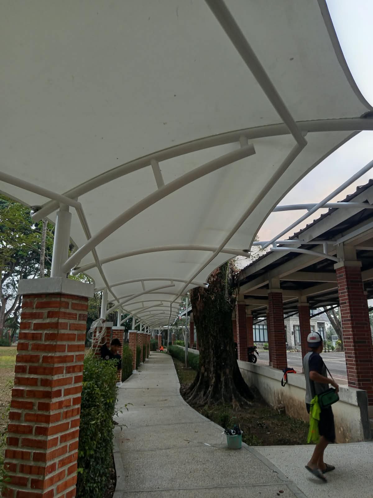 Atap tensile membrane showroom mobil Surabaya