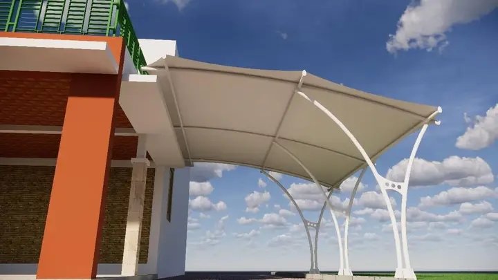 Carport tensile membrane rumah modern Depok