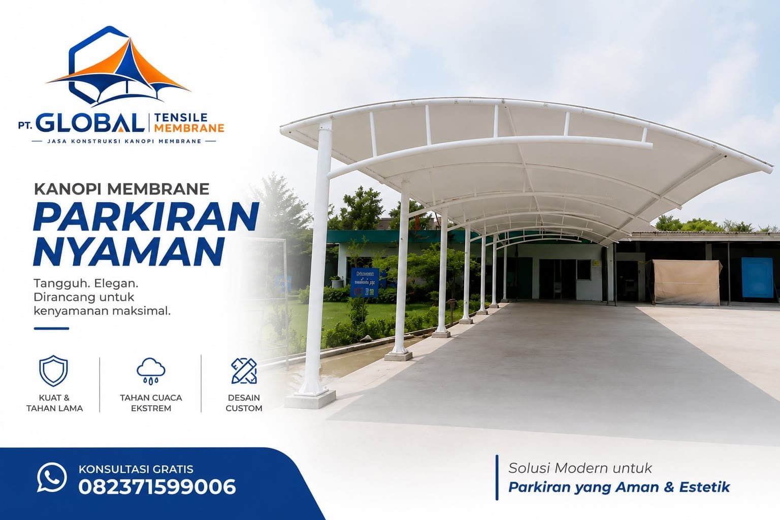 Tensile Membrane Parkiran bentang lebar