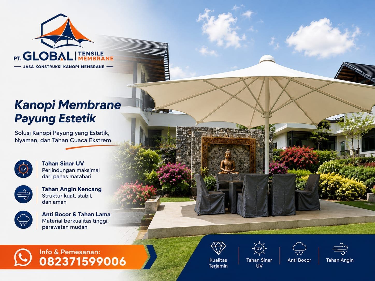 Tensile Membrane Taman teduh dan estetik