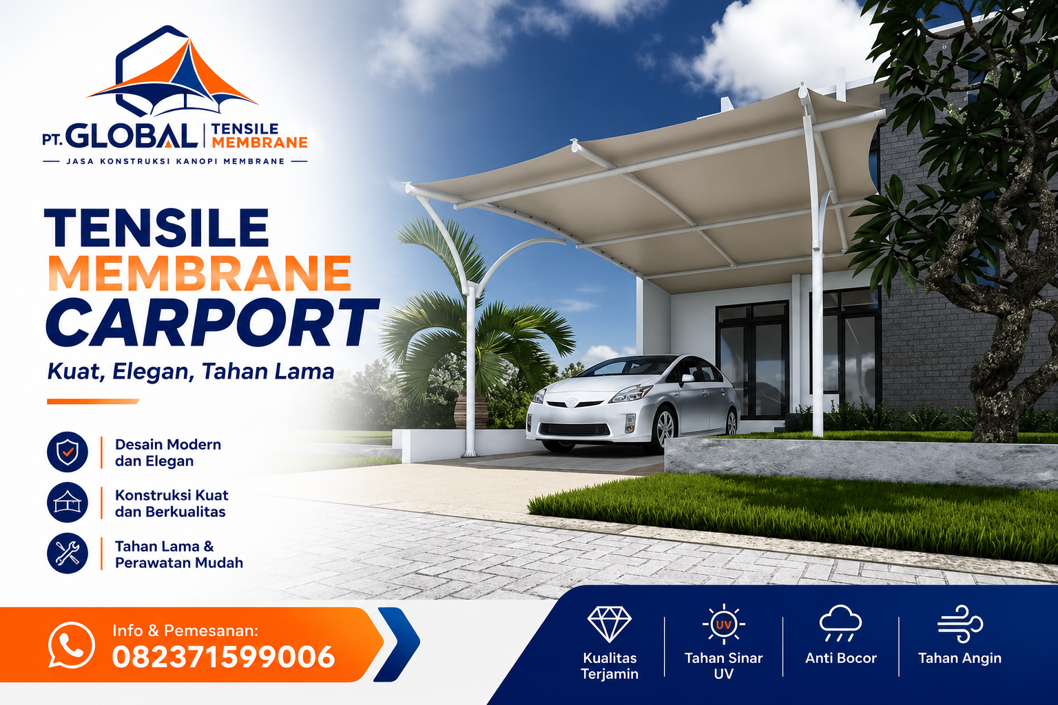 Tensile Membrane Carport pelindung kendaraan