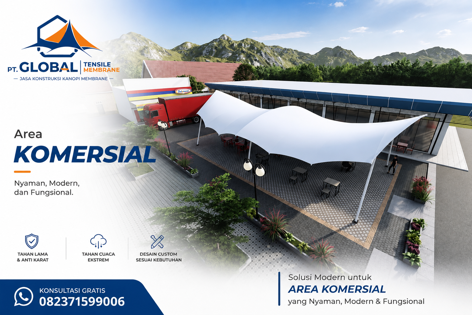 Atap kain untuk area komersial dan resto
